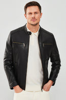 Demar Erkek Siyah Slim-Fit Deri Ceket | Derimod Demar Erkek Siyah Slim-Fit Deri Ceket | Derimod