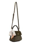 Woman Khaki Long-Strap Suede Shoulder Bag | Derimod Woman Khaki Long-Strap Suede Shoulder Bag | Derimod