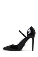 Woman Black Buckled High Thin-Heeled Patent Leather Leather Shoes | Derimod Woman Black Buckled High Thin-Heeled Patent Leather Leather Shoes | Derimod