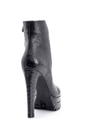 Women's Heeled Snake Pattern Leather Boots | Derimod Women's Heeled Snake Pattern Leather Boots | Derimod