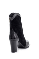Women's Crocodile Detailed Heeled Boots | Derimod Women's Crocodile Detailed Heeled Boots | Derimod