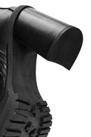 Women's Black Zippered High Thick Leather Heeled Boots | Derimod Women's Black Zippered High Thick Leather Heeled Boots | Derimod