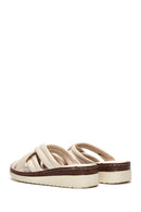Women's Beige Leather Comfort Slippers | Derimod Women's Beige Leather Comfort Slippers | Derimod