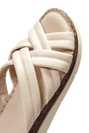 Women's Beige Leather Comfort Slippers | Derimod Women's Beige Leather Comfort Slippers | Derimod