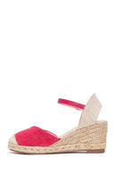 Kadın Pembe Süet Dolgu Topuk Espadril Sandalet | Derimod Kadın Pembe Süet Dolgu Topuk Espadril Sandalet | Derimod