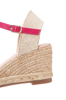 Kadın Pembe Süet Dolgu Topuk Espadril Sandalet | Derimod Kadın Pembe Süet Dolgu Topuk Espadril Sandalet | Derimod