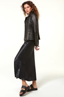 Cindy Kadın Siyah Biker Streç-Fit Deri Ceket | Derimod Cindy Kadın Siyah Biker Streç-Fit Deri Ceket | Derimod