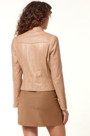 Alexa Kadın Kum Deri Ceket | Derimod Alexa Kadın Kum Deri Ceket | Derimod