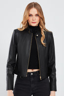 Angie Kadın Siyah Kısa Deri Ceket | Derimod Angie Kadın Siyah Kısa Deri Ceket | Derimod