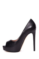 Kadın Siyah Deri Platfrom Stiletto | Derimod Kadın Siyah Deri Platfrom Stiletto | Derimod