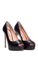 Kadın Siyah Deri Platfrom Stiletto | Derimod Kadın Siyah Deri Platfrom Stiletto | Derimod