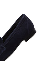 Women's Navy Blue Suede Leather Loafer | Derimod Women's Navy Blue Suede Leather Loafer | Derimod