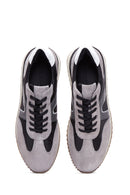 Erkek Gri Süet Deri Detaylı Sneaker | Derimod Erkek Gri Süet Deri Detaylı Sneaker | Derimod