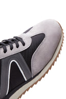 Erkek Gri Süet Deri Detaylı Sneaker | Derimod Erkek Gri Süet Deri Detaylı Sneaker | Derimod