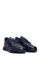 Men's Navy Blue Leather Sneaker | Derimod Men's Navy Blue Leather Sneaker | Derimod