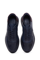 Men's Navy Blue Leather Sneaker | Derimod Men's Navy Blue Leather Sneaker | Derimod