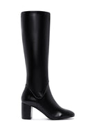 Women's Black Zipper Heeled Classic Boots | Derimod Women's Black Zipper Heeled Classic Boots | Derimod