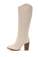 Women's Beige Thick High Heeled Classic Boots | Derimod Women's Beige Thick High Heeled Classic Boots | Derimod
