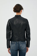 Gigi Kadın Siyah Spor Kısa Deri Ceket | Derimod Gigi Kadın Siyah Spor Kısa Deri Ceket | Derimod