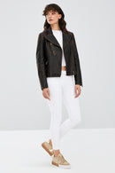 Xuma Kadın Kahverengi Vintage Oversize Biker Deri Ceket | Derimod Xuma Kadın Kahverengi Vintage Oversize Biker Deri Ceket | Derimod