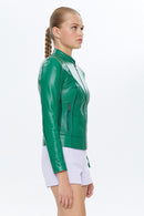 Tiffany Kadın Yeşil Streç-Fit Deri Ceket | Derimod Tiffany Kadın Yeşil Streç-Fit Deri Ceket | Derimod