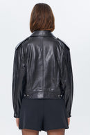 Kendal Kadın Siyah Kısa Deri Ceket | Derimod Kendal Kadın Siyah Kısa Deri Ceket | Derimod