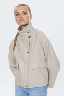 Nova Kadın Oversize Deri Ceket | Derimod Nova Kadın Oversize Deri Ceket | Derimod