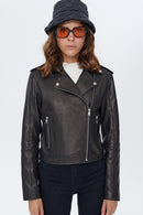 Nikita Kadın Siyah Biker Deri Ceket | Derimod Nikita Kadın Siyah Biker Deri Ceket | Derimod