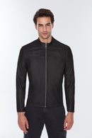 Neymar Erkek Siyah Süet Baskılı Slim-Fit Kısa Deri Ceket | Derimod Neymar Erkek Siyah Süet Baskılı Slim-Fit Kısa Deri Ceket | Derimod