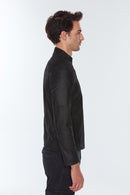 Neymar Erkek Siyah Süet Baskılı Slim-Fit Kısa Deri Ceket | Derimod Neymar Erkek Siyah Süet Baskılı Slim-Fit Kısa Deri Ceket | Derimod