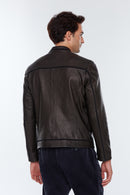 Coutinho Erkek Siyah Deri Ceket | Derimod Coutinho Erkek Siyah Deri Ceket | Derimod