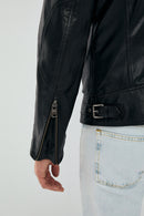 Lebron Erkek Siyah Slim-Fit Deri Ceket | Derimod Lebron Erkek Siyah Slim-Fit Deri Ceket | Derimod