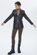 Susan Kadın Siyah Uzun Deri Ceket | Derimod Susan Kadın Siyah Uzun Deri Ceket | Derimod