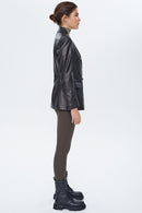 Susan Kadın Siyah Uzun Deri Ceket | Derimod Susan Kadın Siyah Uzun Deri Ceket | Derimod