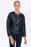 Helen Kadın Siyah Deri Ceket | Derimod Helen Kadın Siyah Deri Ceket | Derimod