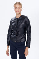 Helen Kadın Siyah Deri Ceket | Derimod Helen Kadın Siyah Deri Ceket | Derimod