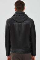 Danny Erkek Siyah Kapüşonlu Spor Deri Ceket | Derimod Danny Erkek Siyah Kapüşonlu Spor Deri Ceket | Derimod