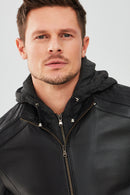 Danny Erkek Siyah Kapüşonlu Spor Deri Ceket | Derimod Danny Erkek Siyah Kapüşonlu Spor Deri Ceket | Derimod