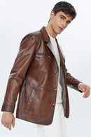 Frank Erkek Konyak Deri Ceket | Derimod Frank Erkek Konyak Deri Ceket | Derimod