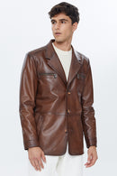 Frank Erkek Konyak Deri Ceket | Derimod Frank Erkek Konyak Deri Ceket | Derimod