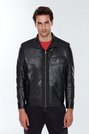 Timmoty Erkek Siyah Deri Ceket | Derimod Timmoty Erkek Siyah Deri Ceket | Derimod