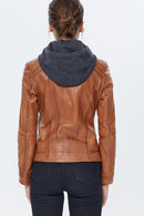 Venus Kadın Camel Kapüşonlu Deri Ceket | Derimod Venus Kadın Camel Kapüşonlu Deri Ceket | Derimod