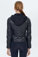 Carrera Kadın Siyah Kapüşonlu Deri Ceket | Derimod Carrera Kadın Siyah Kapüşonlu Deri Ceket | Derimod