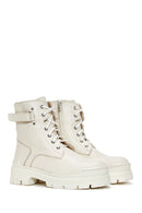 Women's Beige Leather Boots | Derimod Women's Beige Leather Boots | Derimod