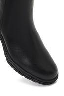 Woman Black Zip Closure Short Thick-Heeled Leather Boots | Derimod Woman Black Zip Closure Short Thick-Heeled Leather Boots | Derimod