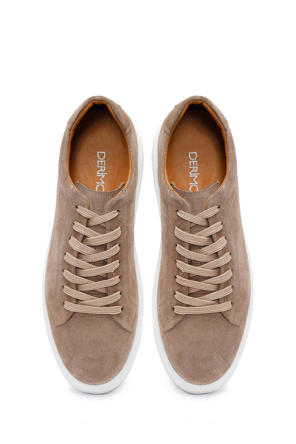 Erkek Bej Bağcıklı Süet Deri Sneaker