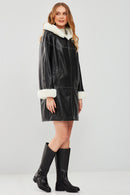 Verona Kadın Siyah Çift Taraflı Teddy Deri Kaban | Derimod Verona Kadın Siyah Çift Taraflı Teddy Deri Kaban | Derimod