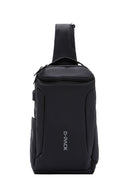 D-Pack Men's Black Technological Fabric Crossbody Bag | Derimod D-Pack Men's Black Technological Fabric Crossbody Bag | Derimod