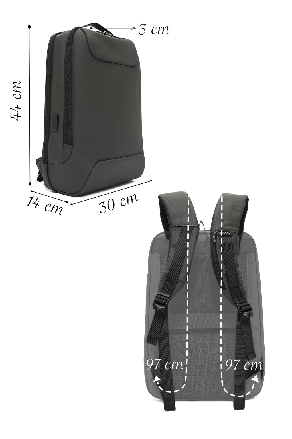 D-Pack Unisex Haki Teknolojik Hardcase Sırt Çantası