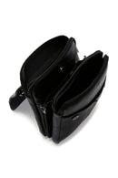 Men's Black Long Strap Leather Crossbody Bag | Derimod Men's Black Long Strap Leather Crossbody Bag | Derimod